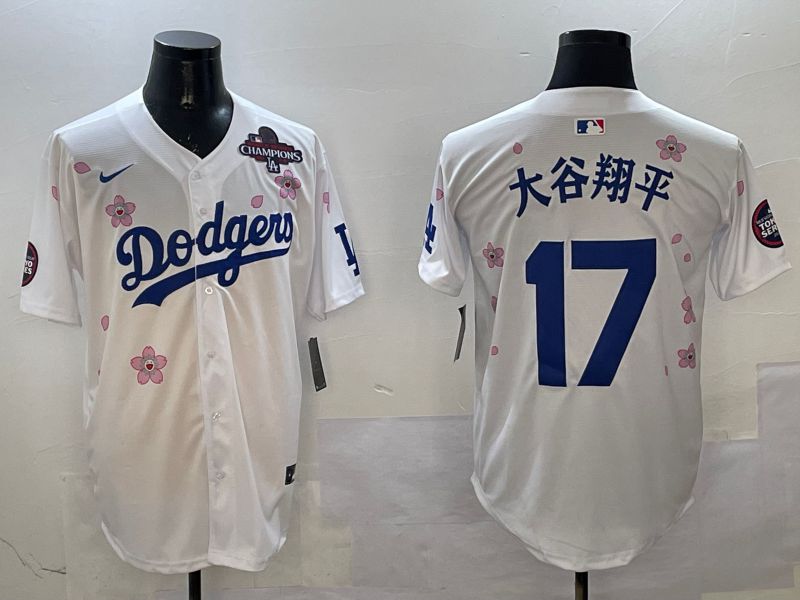Men Los Angeles Dodgers 17 Ohtani White Sakura Edition 2025 Nike MLB Jersey style 3208